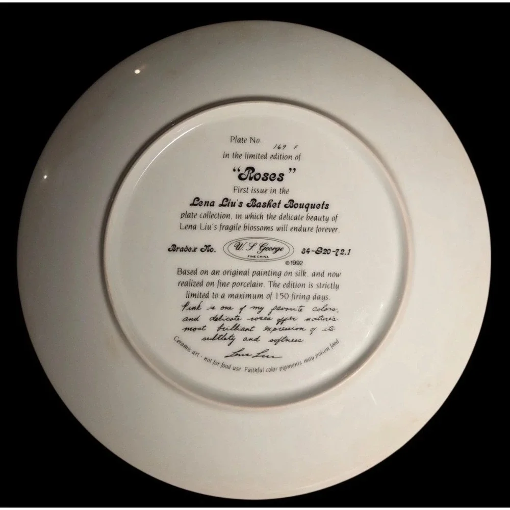 Set Of 2 W.L. George Collectors Plates By Lena Liu Floral‎ Gold Accents 8